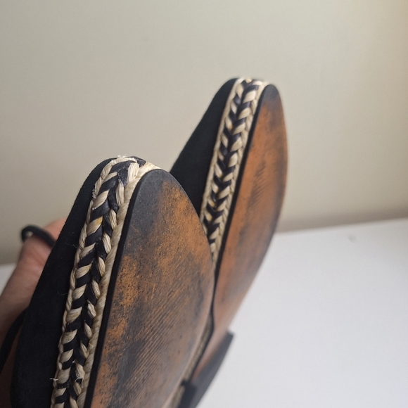 Helia made in Spain suede lace-up ballet style pointed to flats SZ 8 - Picture 9 of 10